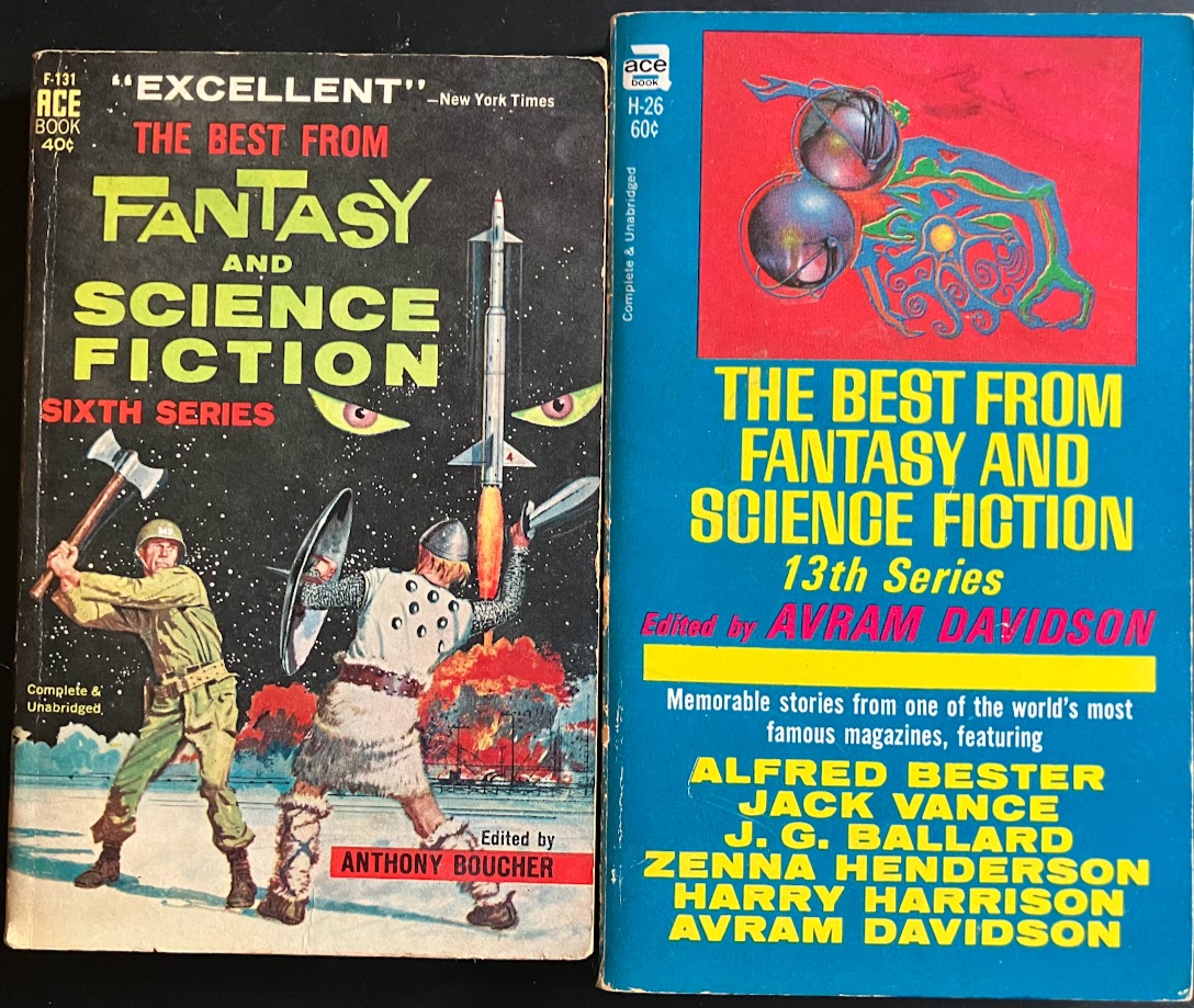 two volumes of the best from fantasy and science fiction, the sixth series and the 13th series